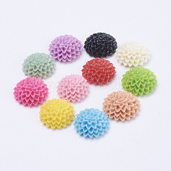 Opaque Resin Cabochons, Flower, Mixed Color, 15x6mm.