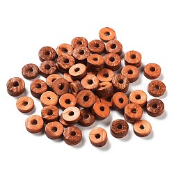 Perles de noix de coco teintées, firebrick, 9x2~5mm, Trou: 2mm, environ 1612 pcs/500 g