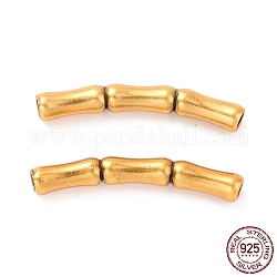 925 Sterling Silber Rohr Perlen, bambusförmig mit strukturiert, Antik Golden, 18x4x2.5 mm, Bohrung: 1.4 mm, ca. 30 Stk. / 10 g