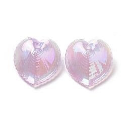 Pendentifs en acrylique irisé arc-en-ciel placage uv, glitter, breloque coeur, perle rose, 30.5x30x11mm, Trou: 1.8mm