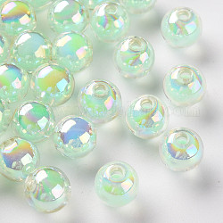 Transparente Acryl Perlen, Perle in Perlen, AB Farbe, Runde, Aquamarin, 9.5x9 mm, Bohrung: 2 mm