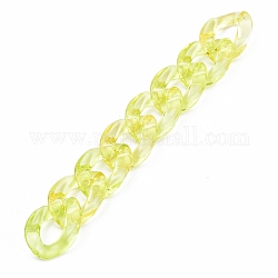 Handgefertigte transparente Acryl-Bordsteinketten, ungeschweißte, gelb-grün, 39.37 Zoll (100 cm), Link: 23x17x4.5 mm, 1 m / Strang