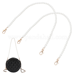 Pandahall elite 2pcs correas de perlas de imitación de resina, con el corchete de la aleación de la pinza de langosta, para accesorios de reemplazo de manijas de bolsos, la luz de oro, 60 cm