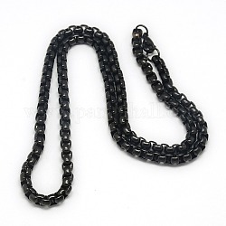 Модные мужские ожерелья-цепочки из нержавеющей стали 201, с карабин-лобстерами , металлический черный, 23.62 дюйм (60 см), 5 мм