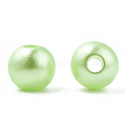 スプレー塗装 abs 樹脂プラスチック模造パール ビーズ  ラウンド  淡緑色  6x5.5mm  穴：1.8mm  約4540個/ 500 G