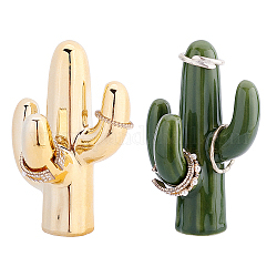 Fingerinspire 2pcs 2 estilos decoraciones de exhibición del hogar de porcelana, cactus, color mezclado, 90x60x40mm, 1pc / estilo