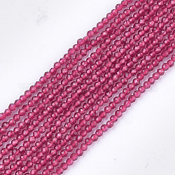 Synthetischen Quarzkristallperlen Stränge, gefärbt, facettiert, sternförmige runde Perlen, tief rosa, 2 mm, Bohrung: 0.5 mm, ca. 215 Stk. / Strang, 14.7 Zoll