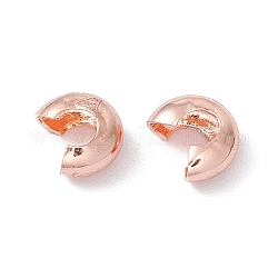 Couvre de perles à écraser en laiton , sans cadmium et sans plomb, or rose, 5.5x4.5x2.5mm, Trou: 2mm