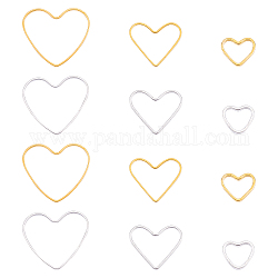 Chgcraft Messing Verbindungsringe, Valentinstag Schmuck Accessoire, Herz, in gold & silber plattiert, Golden & Silver, 12x13.5x1 mm, 300 Stück / Karton