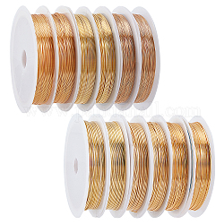 ARRICRAFT Round Copper Jewelry Wire, Long-Lasting Plated, Light Gold, 12rolls/sets