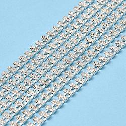 Стеклянные цепочки со стразами, с серебряной латунной цепочкой, кристалл, 5.5x2.5 мм, 8 м / мешок