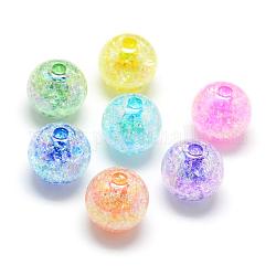 Perles acryliques craquelées, couleur ab, couleur à l'intérieur , ronde, couleur mixte, 16mm, Trou: 4mm, environ 225 pcs/500 g