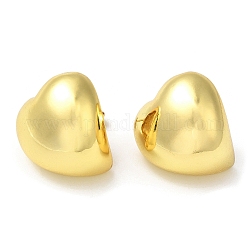 Rack Plating Brass Heart Stud Earrings, Real 18K Gold Plated, 18.5x19mm