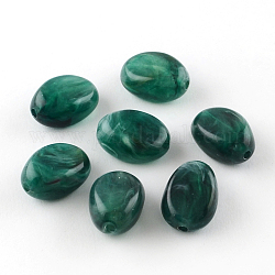 Овальной имитация драгоценных камней акриловые бусины, зелено-синие, 18x13x9.5 мм, отверстие : 2 мм, Около 310 шт / 500 г