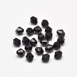Faceted Bicone Acrylic Beads, Black, 10x10mm, Hole: 3mm, about 1500pcs/500g