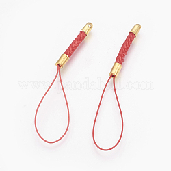 Nylonschnur Mobilherstellung Kabel Schleifen, mit Messing-Zubehör, golden, rot, 68~75 mm