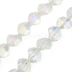 Galvanisieren Glasperlen, AB Farbe, Twist, hellgoldrutengelb, 13x13.5x9 mm, Bohrung: 1.2 mm, ca. 45 Stk. / Strang, 23.23 Zoll (59 cm)