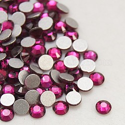 Glass Flat Back Rhinestone, Grade A, Back Plated, Faceted, Half Round, Fuchsia, 4.6~4.8mm, about 1440pcs/bag