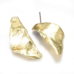 Accessoires de clous d'oreilles en alliage, avec boucle, épingles en acier, or clair, 32x14.5mm, Trou: 1.2mm, pin: 0.7 mm