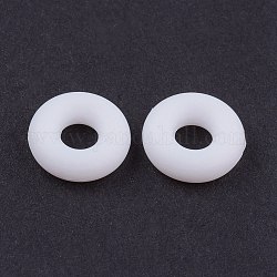 Perles de silicone, bricolage fabrication de bracelets, donut, blanc, 8x2mm, Trou: 3mm