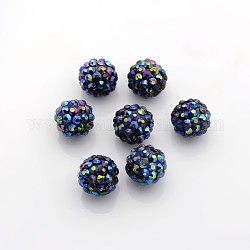 Abalorios de resina de Diamante de imitación, redondo, azul oscuro, tamaño: aproximamente 14 mm de diámetro, agujero: 2 mm
