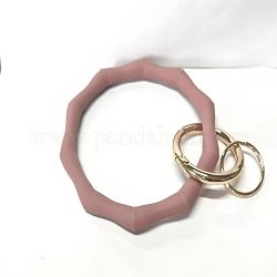 Силиконовый браслет-брелок, с пружинным кольцом из сплава, золотые, свет коралловый, 9.5 см