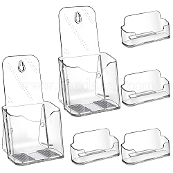Globleland 2Pcs 1 Layer Transparent Acrylic Wall Mounted Brochure Stand Rack, Literature Holders for Magazine Paper Pamphlet Menu Display, with 4Pcs Acrylic Name Card Holder, Clear, 8.4x11x20cm, Inner Diameter: 10.7cm