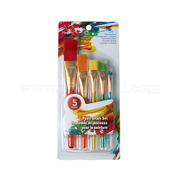 Set di pennelli a tempera con testina in nylon per bambini in plastica, con tubo di alluminio, per forniture di pennelli da pittura per artisti, colore misto, 13.3~19.3cm, 5 pc / set