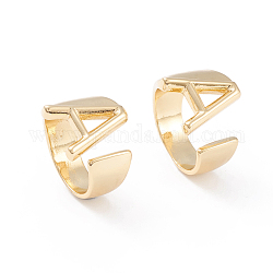 Brass Cuff Rings, Open Rings, Long-Lasting Plated, Real 18K Gold Plated, Letter.A, Size 6, 17mm