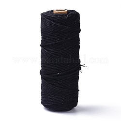 Fili di fili di cotone, per l'artigianato fai da te, confezioni regalo e creazione di gioielli, nero, 3mm, circa 109.36 iarde (100 m)/rotolo
