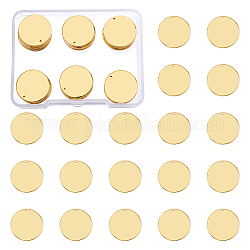 Colgantes de latón benecreat, estampar etiqueta en blanco, plano y redondo, dorado, 17x1mm, agujero: 1 mm, 30 unidades / caja