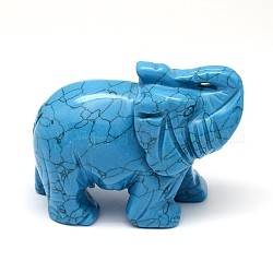 Synthetic Turquoise 3D Elephant Home Display Decorations, 35~40x50~60x30mm
