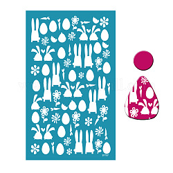 Pochoir de sérigraphie en polyester sur le thème de Pâques, outil de sérigraphie réutilisable en pâte polymère, pour la fabrication de boucles d'oreilles en pâte polymère, lapin, 15x9 cm