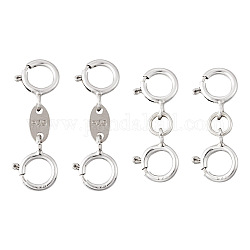 Pandahall 4 шт. 2 стильные 925 наборы пружинных колец из стерлингового серебра, с 925 маркой, платина, 18.5~21 мм, отверстие : 4 мм, 2шт / стиль