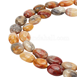 ARRICRAFT 1 Strand Natural Crazy Agate Beads Strands, Flat Oval, 13.5x9.5~10x5.5mm, Hole: 1mm, about 27~28pcs/strand, 14.49~15.47''(36.8~39.3cm)