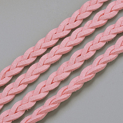 Cordón trenzado de imitación de gamuza, encaje de imitación de gamuza, rosa, 7x3mm, aproximamente 45 yardas / paquete