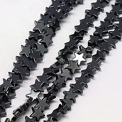 Electroplate Non-magnetic Synthetic Hematite Beads Strands, Star, Grade A, Black Plated, 6x6x2mm, Hole: 1mm, about 75pcs/strand, 16 inch