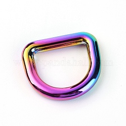 Taschenzubehör mit verstellbarer Schnalle aus Zinklegierung in D-Form, Regenbogen-Farb, 25x28x4.5 mm