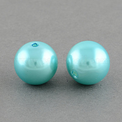 ABS Plastic Imitation Pearl Round Beads, Cyan, 23mm, Hole: 2.5mm, about 75pcs/500g