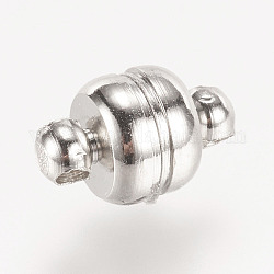 Cierres magnéticos de latón con bucles, oval, Sin cadmio y níque y plomo, Platino, 11x7mm, agujero: 1.5 mm