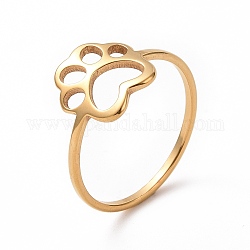 Chapado de iones (ip) 201 anillo de dedo de huella de pata de acero inoxidable, anillo hueco ancho para mujer, dorado, nosotros tamaño 6 1/2 (16.9 mm)