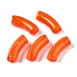 Perles acryliques, pierre d'imitation, tube incurvé, rouge-orange, 34.5x13x11mm, Trou: 3.5mm