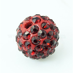 Pave bolas de discoteca, Abalorios de Diamante de imitación de arcilla polímero, Grado A, redondo, siam, pp14 (2~2.1 mm), 10mm, agujero: 1.0~1.2 mm