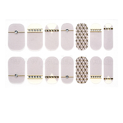 Couverture complète nombre autocollants pour ongles, auto-adhésif, autocollant, pour les décorations d'ongles, gris clair, 24x8mm, 14pcs / feuille