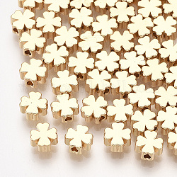 Perles en laiton, trèfle, véritable 18k plaqué or, 5x5x3mm, Trou: 1mm