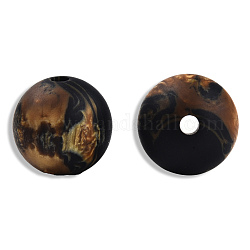 Perles de résine givrées, pierre d'imitation, ronde, noir, 13.5x13mm, Trou: 2~2.3mm
