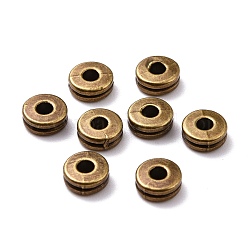 Tibetan Style Alloy Spacer Beads, Flat Round, Cadmium Free & Lead Free, Antique Bronze, 6x2.5mm, Hole: 2mm