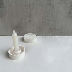 Moldes de silicona para candelabros redondos planos diy, para resina, yeso, fabricación artesanal de cemento, blanco, 8.2x2.65 cm, diámetro interior: 2 cm