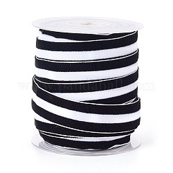Ruban de polyester, ruban de velours à face unique, couleur binaire, motif rayé, noir, 3/8 pouce (10 mm), environ 50yards / rouleau (45.72m / rouleau)