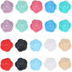 Sunnyclue 20 pièces 10 couleurs rose perles de silicone écologiques de qualité alimentaire, perles à mâcher pour les jouets de dentition, Diy soins infirmiers colliers faisant, couleur mixte, 20.5x20x12mm, Trou: 2mm, 2 pcs / couleur